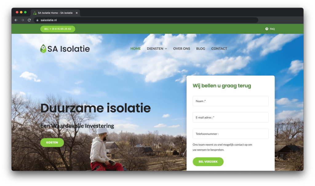 Homepage Website SA Isolatie